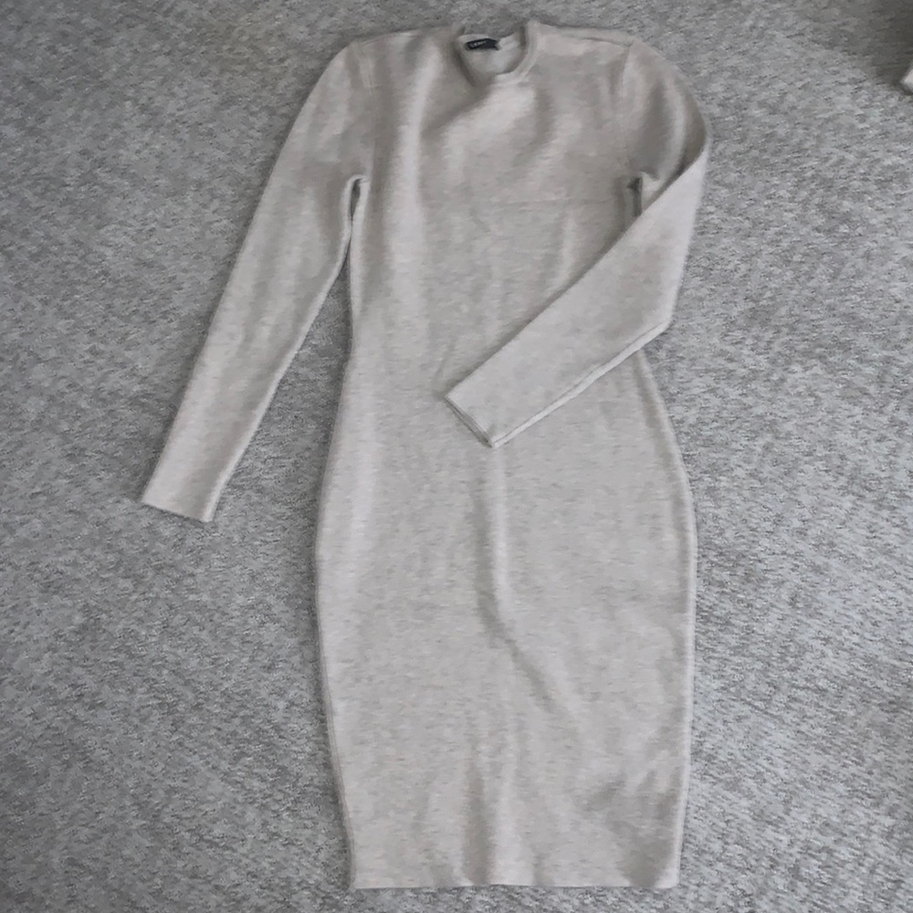 Heathered Tan Express Tight Midi Dress